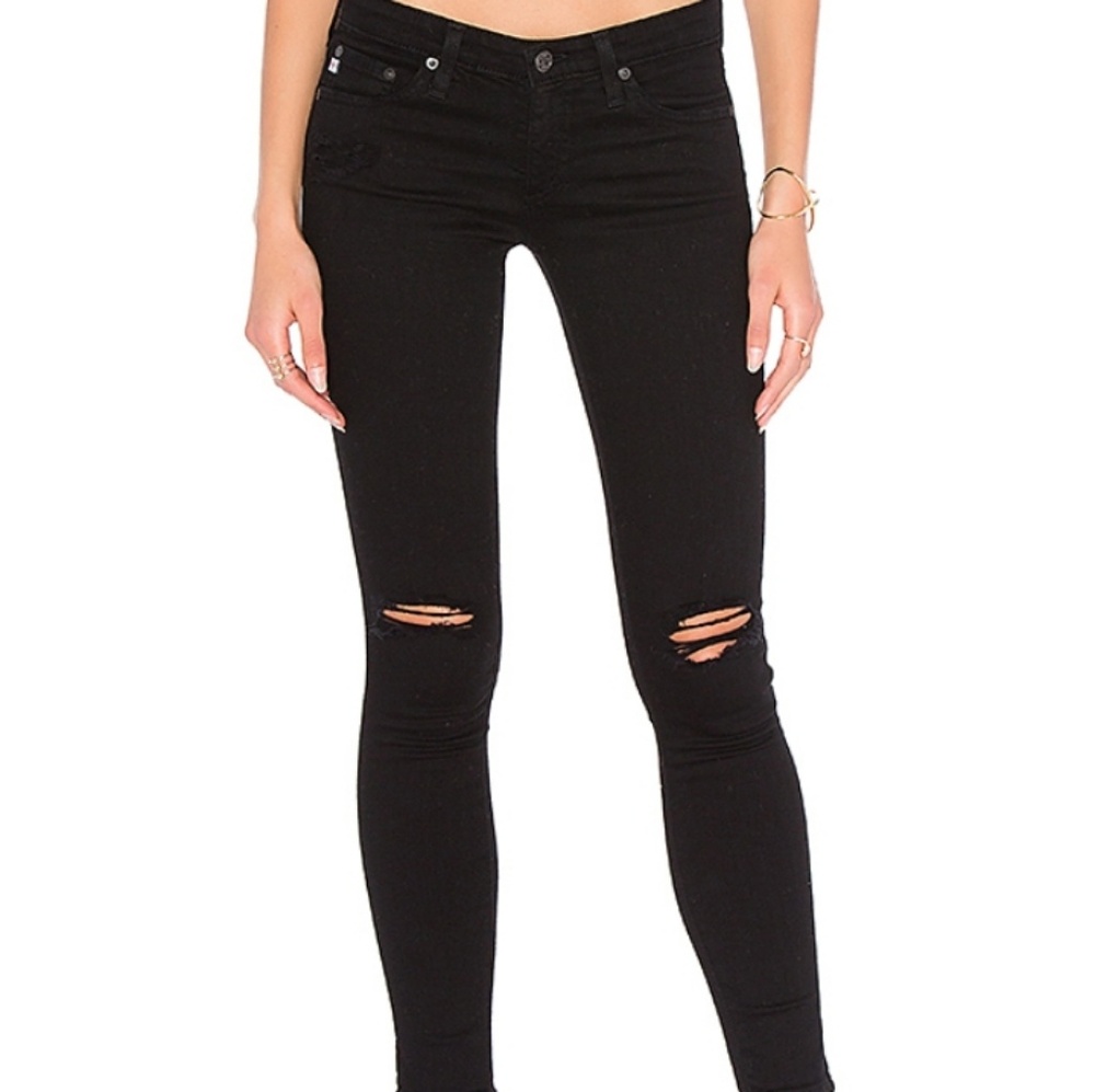 AG the legging ankle super skinny black jeans 25